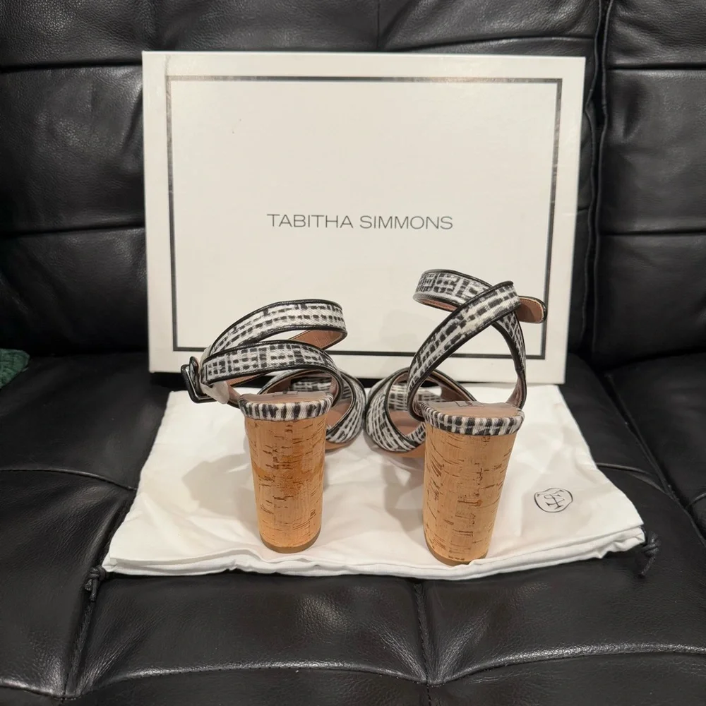 Tabitha Simmons Connie Ankle Strap Black‎ and White Playful Volley Heels
